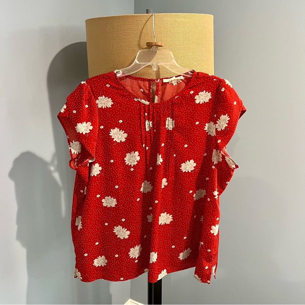 Red Floral Cap Sleeve Blouse | Modcloth